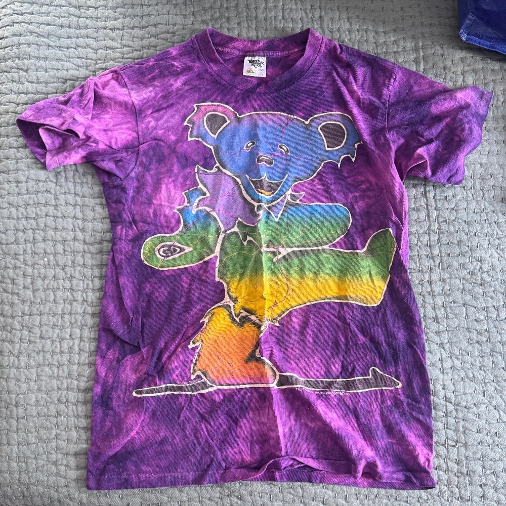 Vintage 90's Grateful Dead 1990's Tour Ski Bear Purple Tie Dye 1995